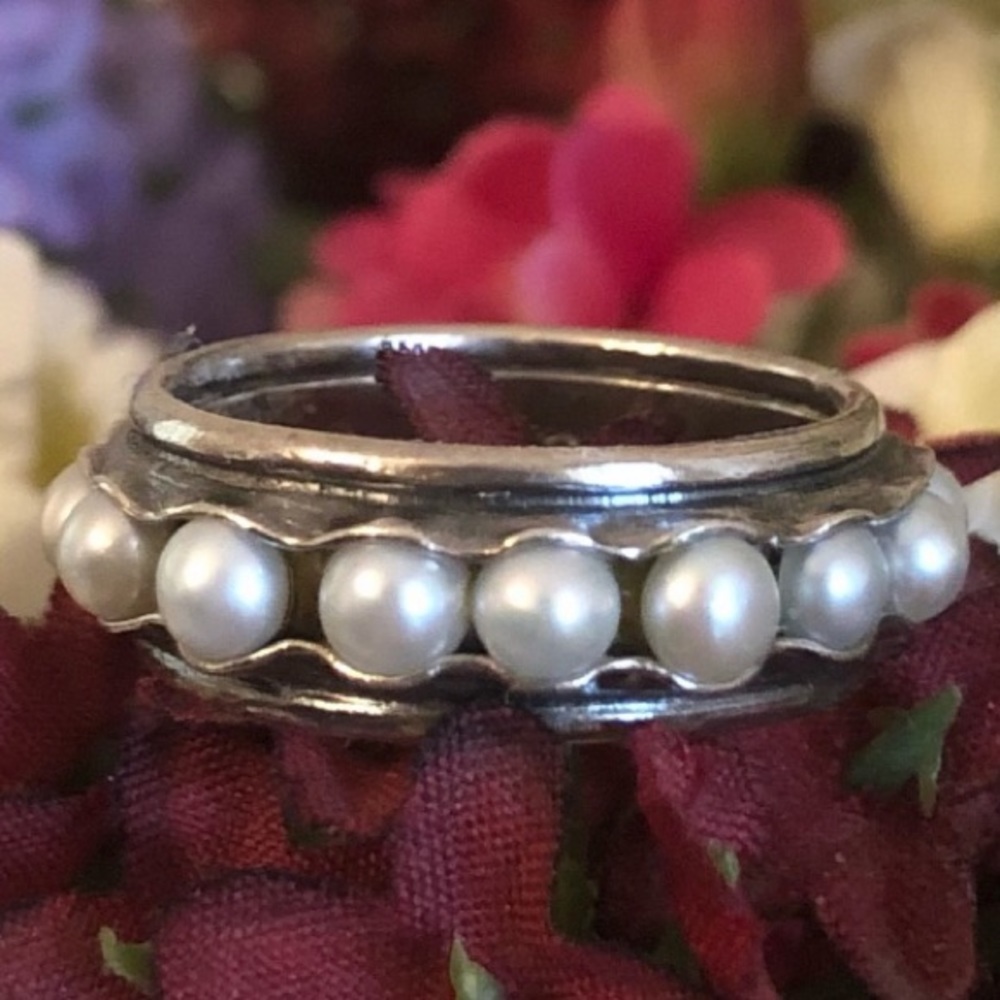 Vintage Silpada Sterling Silver “Nested Pearl” Band Ring R2209 Size 7